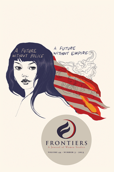 Cover artwork of a woman looking away and words saying "A Future without police, a future without empire"