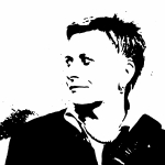 Woman with short hair in a black jacket in sketch form